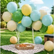 10英寸鼠尾草绿、蓝色、黄色气球，灰色、蓝色、橄榄绿、浅黄色、象牙色乳胶气球，配丝带，灵感源于自然，适用于生日、婚礼、婴儿派对装饰 - A-1 - 查看 9
