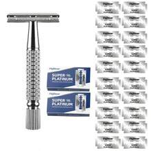 Rose Golden Zinc Alloy Safety Razor For Women, Stainless Steel Handle, Reusable, Unscented, For Beard And Mustache, Face, Armpit, Bikini, Legs - Tools & Accessories - Silver - View 9