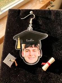 Custom Photo Graduation Cap Acrylic Earrings, Personalized Name & Face Dangle Earrings, 2026 Pre-K/High University School Grad Commemorative Jewelry, High Definition Print Lightweight Earring, Perfect For Graduation Party & Back To School Festival, Ideal Gift For Graduates & Parents - Multicolor - View 10