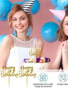 10/20/30pcs Happy Birthday Acrylic Cake Topper, Suitable For Decorating Birthday Cakes, Birthday Parties, Anniversaries, Valentine's Day Cakes, Modern Letter Shaped Cake Decorations, Creative Gifts For Family And Friends, Applicable For Birthday, Mother's Day, Summer, Perfect For Birthday Theme Party Decor - Multicolor - View 4