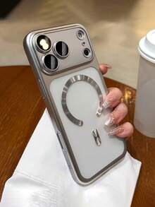 Luxury Matte Semi-Transparent Magnetic Phone Case Compatible With IPhone 17ProMax, 17Pro, 17Air, 17 Pro Max, 16, 15, 14, 13 Pro Max, Supports Magnetic Wireless Charging, Shockproof Phone Protective Cover - Silver - View 4