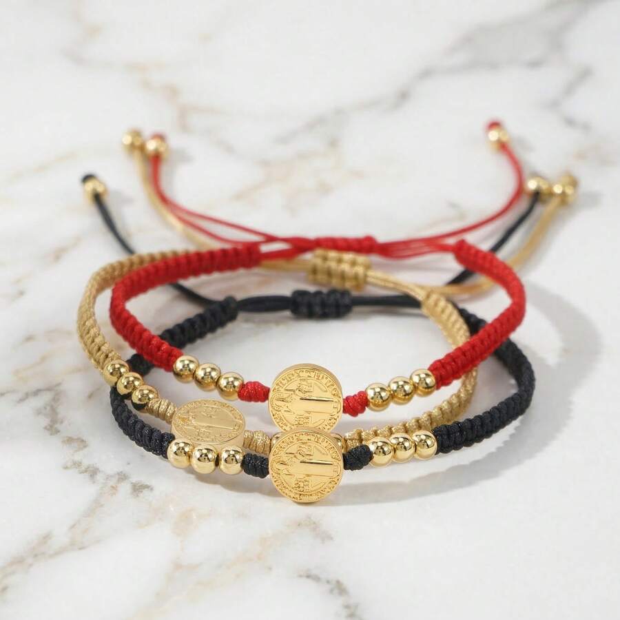 1 chiếc vòng tay mặt dây chuyền hình Chúa Jesus tối giản bằng đồng, vòng tay bùa may mắn đan thủ công có thể điều chỉnh, thích hợp để đeo hàng ngày, làm quà tặng sinh nhật, quà tặng Giáng sinh. - Nhiều màu - Xem 1