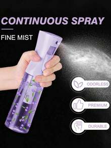 New Purple Tulip Pattern PET Refillable Travel Spray Bottle, Professional High Pressure Airless Atomizing Spray Bottle, 200ml/300ml High Pressure Continuous Airless Atomizing Spray, Hair Styling Tool Accessory, Hair Salon Travel Essential - Multicolor - View 10