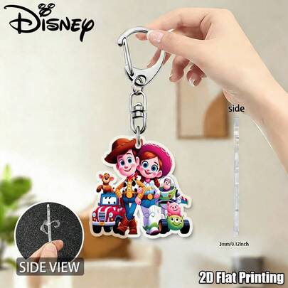 Disney 2D Vliegtuig - Gelicentieerde mini-sleutelhanger met schattige All-Star familieprint, geschikt voor Valentijnsdag, met een eenvoudig en schattig 2D-printontwerp, vakantiedecoratie, meubeldecoratie, rugzakaccessoire, tasaccessoire