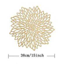 10pcs Gold Flower Design Floral Pattern Placemat,Set Round Heat Resistant Placemat, Decorative For Home Kitchen Dining Room - 玫瑰金 - 查看 5