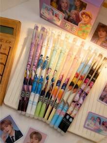 12/24pcs K-POP Girl Group Theme Erasable Neutral Pens, Durable For Students And Office Writing - Multicolor - View 4