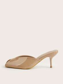 Minimalist Elegant Blue Open Toe Backless Stiletto High Heel Sandals - Apricot - View 5