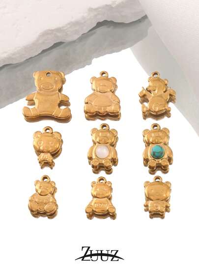 2pcs Stainless Steel Bear Charm Diy Pendant For Bracelet Necklace For Animal Pendant DIY Jewelry Making Supplies Accessories Findings