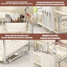1PCS Large Steel Dish Drainer Rack With Drip Tray Cutlery Holder Plate Rack Kitchen Sink - Cream Silver - View 8