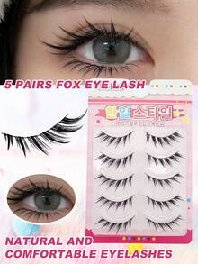 5 Pairs Natural False Eyelashes Fluffy Soft 3D False Eyelashes Natural Eyelash Party And Club Daily Work False Eyelashes Messy Dramatic Eye Black Extension - Black - View 6