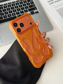 Metallic Phone New Fashion Silver Matte Spray Oil Cool Hollow Flame Pattern Shockproof TPU Protective Phone Cover Compatible With Iphone11/12/13/14/15/16/17 PROMAX - 香檳色 - 查看 1