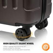 YONSLY 4-Piece Wheeled Suitcase Set With 360° Wheels, Combination Lock, Robust Double Zipper, Mesh Pocket, Soft Rubber Handle, 16/20/24/28 Inch Trolley Suitcase, Hard Shell Carry-On Luggage Set (4-Piece Set, S, M, L & XL) - 棕色 - 查看 4