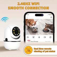 5MP WiFi Camera, Pet Monitor, Desktop Pet Monitoring Camera, Pet Camera, Remote Real-Time Pet Monitoring, Supports Cloud Storage And SD Card Storage, Two-Way Audio, Color Night Vision And PTZ Rotation Function (Power Adapter Not Included) - White - View 5