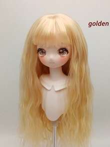 1pc BJD Doll Wig, MJD Doll Wig, SD Doll Wig, 3/4/6 Inch Bangs Soft High-Temperature Fiber Wig Blank, Personalized DIY Cotton Doll Making Accessory Wig Blank, 60cm Dream Fairy Wig With Inward Curled Bangs - Wavy - View 14