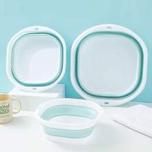 3 Stück Set zusammenklappbare Plastikwannen für Wohnmobil-Badezimmer, Badezimmer, tragbare Shampoo-Schüssel, Camping-Utensilien, geeignet zum Gesichtwaschen, Unterwäsche-Reinigen und Füße einweichen, entwickelt um Platz in Wohnmobilen und kompakten Bereichen zu sparen - Verschiedenfarbig - Übersicht 1