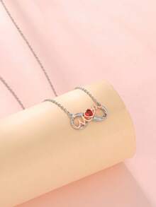 时尚新款母亲节妈妈项链，创意个性化百搭铜吊坠简约颈链配饰 - 彩色 - 查看 2