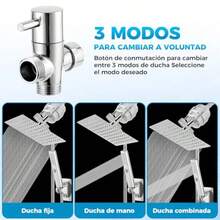 Regaderas para Baño con Filtro 10"Cabezal de Ducha Antioxido Filtro de Ducha de 20 Grados Conjunto de Ducha de Alta Presión Ducha de Mano con 3 Modos Manguera de 1 5 Metros y Todos Los Accesorios - como en la foto - Ver 3