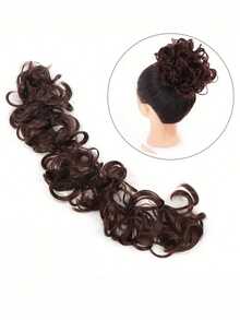 卷发假发发圈发髻发片，蓬松凌乱发髻接发 - 彩色 - 查看 4