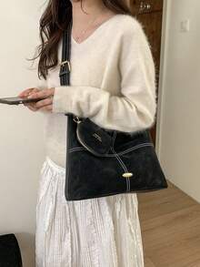 新款女士手提包，大容量单肩包，优雅通勤包，带小袋的手提包，时尚背包 - 彩色 - 查看 3