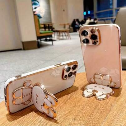 Kaninchen Design Make-up Spiegel Aufkleb-Handyhalter, geeignet für alle Handymodelle, Kaninchen Handyhülle, Cut Out lässiger Ständer Tischhalterung