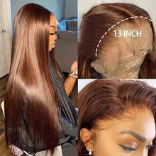 200% Density 34 Inch 4*4 5*5 Pre Cutting Glueless Straight Brazilian Virgin Lace Front Wigs #4 Chocolate Brown Color 13*4 Pre Pulling Pre Ironing HD Transparent Lace Frontal Wigs Pre Plucked Human Frontal Hair Weaves Wigs For Women Blended Hair - Brown - View 4