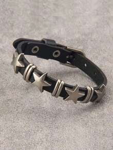Fashionable And  Men's Bracelet With Star Decorations, Suitable As A Jewelry Gift To Create A Stylish Look. - 黑色 - 查看 3