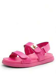 Flat Sandals For Women Comfortable Open Toe Summer Sandals Adjustable Fashion Cute Casual Sandals Shoes - 玫紅色 - 查看 9
