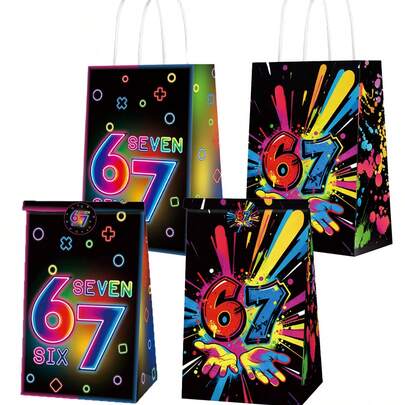 12Pcs Gift For Her/Him"67" Themed Party Favor Bags Suitable For Birthdays Candy Treat Bags With Number 67 Decorations Animated Gift Supplies For Baseball Parties Themed For Weddings, Bridal Showers Birthdays And Special Occasions For Outdoor Camping