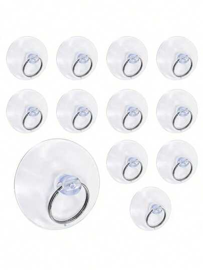 Móc treo trong suốt 1,6 inch có đế hút chân không kèm vòng, móc treo tường và cửa sổ chống trượt dùng cho nhà bếp, phòng tắm và phòng ngủ, móc chìa khóa trong suốt, đế hút chân không, móc kính, móc treo quần áo.