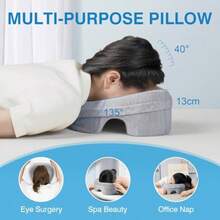 Almohada facial para cama reposacabezas de masaje almohada facial después de la cirugía ocular recuperación posterior a los ojos o bronceado en la playa pijamas propensos con diseño - Gris - Ver 3