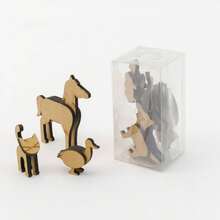 juguete de MDF animales de la granja 8 piezas diferentes, vaca, caballo, cerdo, perro, oveja, gallo, pato, conejo - Camel - Ver 3