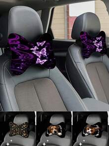1 pieza Funda para reposacabezas de coche con estampado de mariposa azul, almohada para el cuello del vehículo, accesorios para el interior del coche, adecuado para todas las estaciones - Multicolor - Ver 1