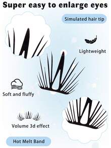 48片装自粘式免胶蓝白瓷质假睫毛簇，混合长度蓬松套装，无需胶水，蓬松单根假睫毛，自粘式DIY睫毛嫁接，预涂胶睫毛簇，自然纤长C型卷翘睫毛簇，无需胶水，无需卸妆，假睫毛，睫毛簇，单根假睫毛，睫毛，假睫毛 - C - 查看 3