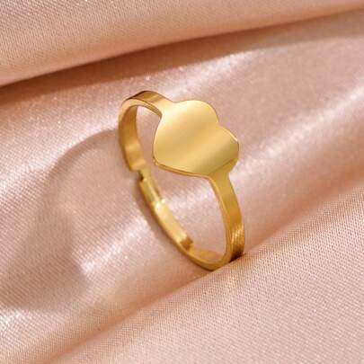 Anillo de amor hueco de acero inoxidable, elegante y sencillo para mujeres, adecuado para decoración diaria o como regalo.