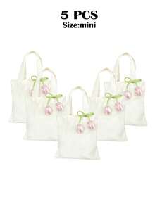 1/5/10 Pcs Set Of Reusable Canvas Tote Bags With Removable 3D Floral Decor, 4 Sizes Available, Gift Bags For Weddings, Bridal Showers, Baby Christenings, Holidays, Birthdays, Parties, Spring Events, SPA Parties, Candy Distribution, Guest Gifts, Employee Appreciation, Daily Shopping And Travel, Practical Gifts For Sisters, Friends, Mothers, Teachers, Classmates - View 19