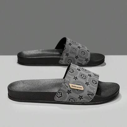 Sandalias clásicas para hombres, pantuflas de una correa para interiores y exteriores de talla grande, con decoración metálica y antideslizantes, chanclas deportivas cómodas y ligeras, sandalias de playa para hombres con punta redonda