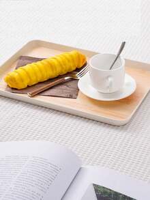 Thickened Wood Grain Tea Tray, Rectangular Tea Cup Holder For Living Room Coffee Table, Kitchen Snack Tray - White - View 5