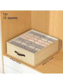1 pieza Caja de almacenamiento de ropa color beige, caja de almacenamiento de pantalones, organizador de almacenamiento con divisores, almacenamiento de armario, caja de almacenamiento de ropa y pantalones de doble nivel, adecuada para almacenamiento y organización en el hogar - Multicolor - Ver 7