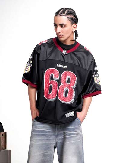 MT99 Men's Letter & Number Print Casual Versatile Daily Wear T-Shirt