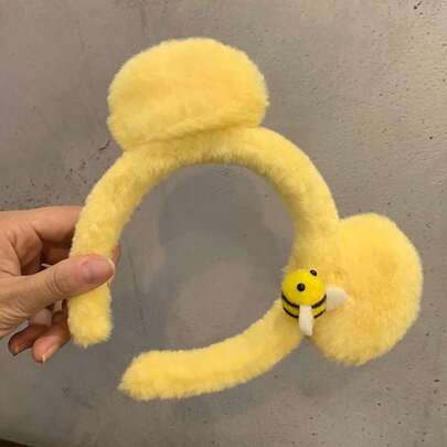 1/2pcs Cute Bear Ear Plush Headband, Sweet Influencer Headband, Bee Makeup Headband, Fashion Women Headband, Hair Accessories, Hair Scrunchie Hair Band Hair Hoop