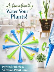 10-Pack Indoor Plant Self-Watering Drip Kit With Adjustable Valves – Automatic Watering Device For Vacation/Business Trip, Lazy Gardener Essential, Random Color, Perfect For Back-To-School & Easter Gifts - Multicolor - View 5