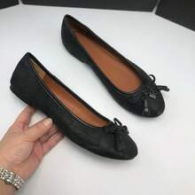 Women's High Heels, Classic C-Shaped Flats For Spring And Autumn, Low-Cut Round-Toe Shoes With Bow, Elegant And Versatile Slip-On Shoes. - 棕色 - 查看 4