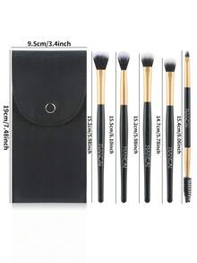 Eye Travel Makeup Brush Set, 5 Professional Mixed Eye Shadow Makeup Brushes, Eyelash Curlers With Synthetic And Wooden Handles, Non-Irritating, Vegetarian, Suitable For Liquid, Cream And Powder Concealer Eyebrow Eye Shadow. - Multicolor - View 3