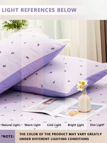 Blissful 2pcs Cute & Fresh Pillow, Pocket Pillow With Bow & Flower Design, High Grammage Soft Fabric, Suitable For Bedroom, Dorm, Sofa, Travel - Mauve Purple - View 4
