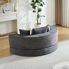 A Versatile Two-In-One Sofa Bed, Ideal For Small Spaces, That Can Be Used As Both A Semi-Circular Sofa And A Round Chaise Longue. The Armrests Feature Fabric Pockets. - Grey - View 7