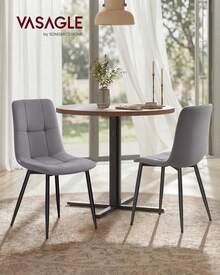 VASAGLE Esszimmerstühle Samt, Küchenstühle bis 120 kg belastbar, Sessel mit verstellbaren Füßen, modern, gepolstert, für Wohnzimmer, 4er Set, tintenschwarz KDC080BH01 OCZ2 - schiefergrau - Übersicht 2