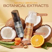 Hllozzi 60毫升天然无晒美黑慕斯 - 轻盈椰子香型无晒美黑慕斯，配有涂抹手套，有助于打造自然阳光亲吻般的健康光泽。提供棕色和深棕色色调，实现自然古铜色肤色。 - 自曬美黑 - 查看 4