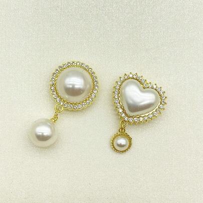 1pc Water Drill Faux Pearl Button Cover, Fashion Rhinestone Cuff Button Decor, DIY Shirt Coat Decoration