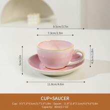 1 Cup & 1 Saucer 2-Piece Ceramic Coffee Set, Spring Series, Suitable For Spring Festivals And Parties, Mother's Day Gift, Home Or Cafe Use, Dishwasher, Microwave, Oven, Refrigerator - Multicolor - View 18