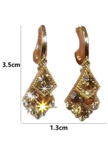 YSH.ZIXIN 1 par de pendientes de cristal prisma de alta gama, diseño de ganchos de cobre, elegante para mujeres - Cristal prismático - Ver 3